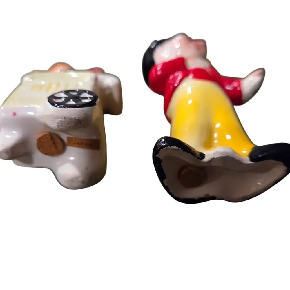 Vintage Japan Organ Grinder Monkey Salt Pepper Shakers 1950s Figural Set